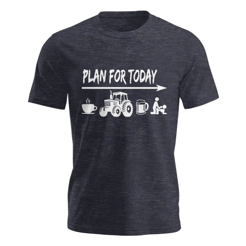 Image of Funny Farmer Plan For Today Coffee Tractor Beer Bed - Unisex Jersey Short Sleeve Tee