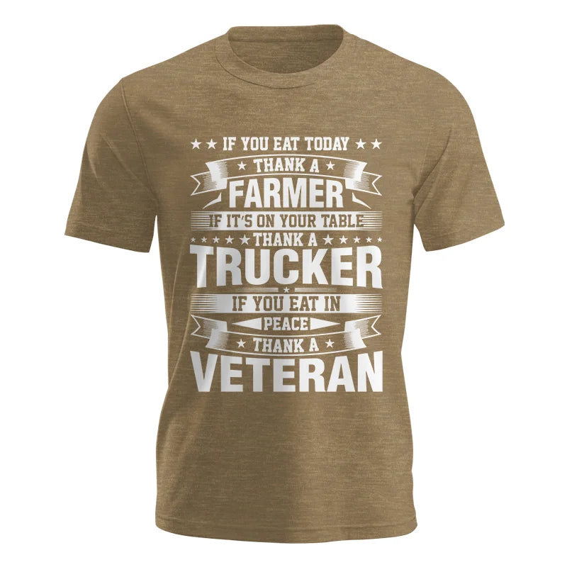 Image of Thank a Farmer Thank a Trucker Thank a Veteran Appreciation - Unisex Jersey Short Sleeve Tee