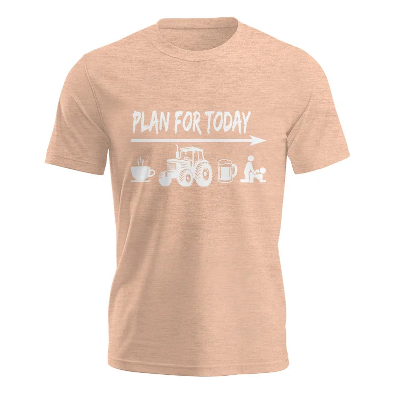 Image of Funny Farmer Plan For Today Coffee Tractor Beer Bed - Unisex Jersey Short Sleeve Tee