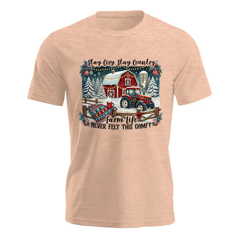 Image of Stay Cozy_Stay Country_Farm Life Never Felt This Comfy 3 - Unisex Jersey Short Sleeve Tee