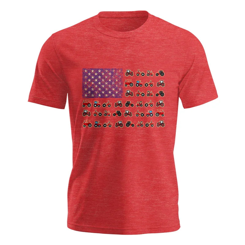 Farming Tractor Vintage Patriotic American Flag - Unisex Jersey Short Sleeve Tee