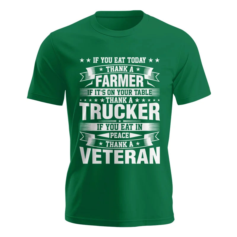 Image of Thank a Farmer Thank a Trucker Thank a Veteran Appreciation - Unisex Jersey Short Sleeve Tee