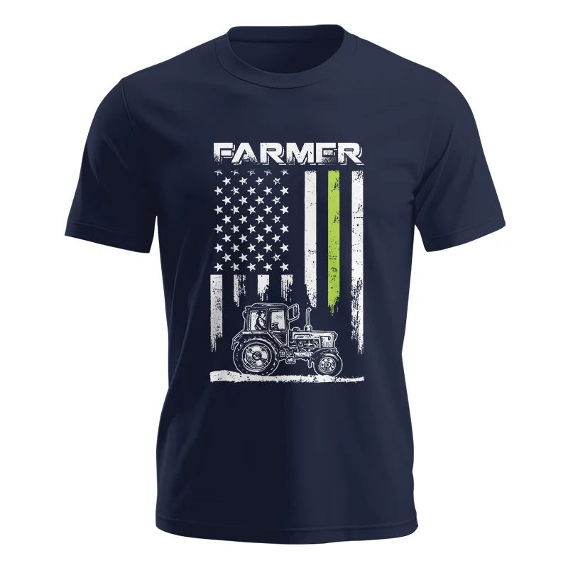 Image of Farmer Tractor Patriotic American Flag - Unisex Jersey Short Sleeve Tee