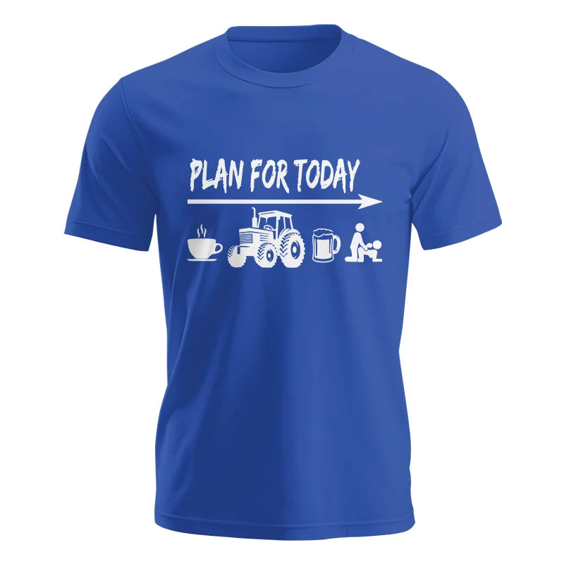 Funny Farmer Plan For Today Coffee Tractor Beer Bed - Unisex Jersey Short Sleeve Tee