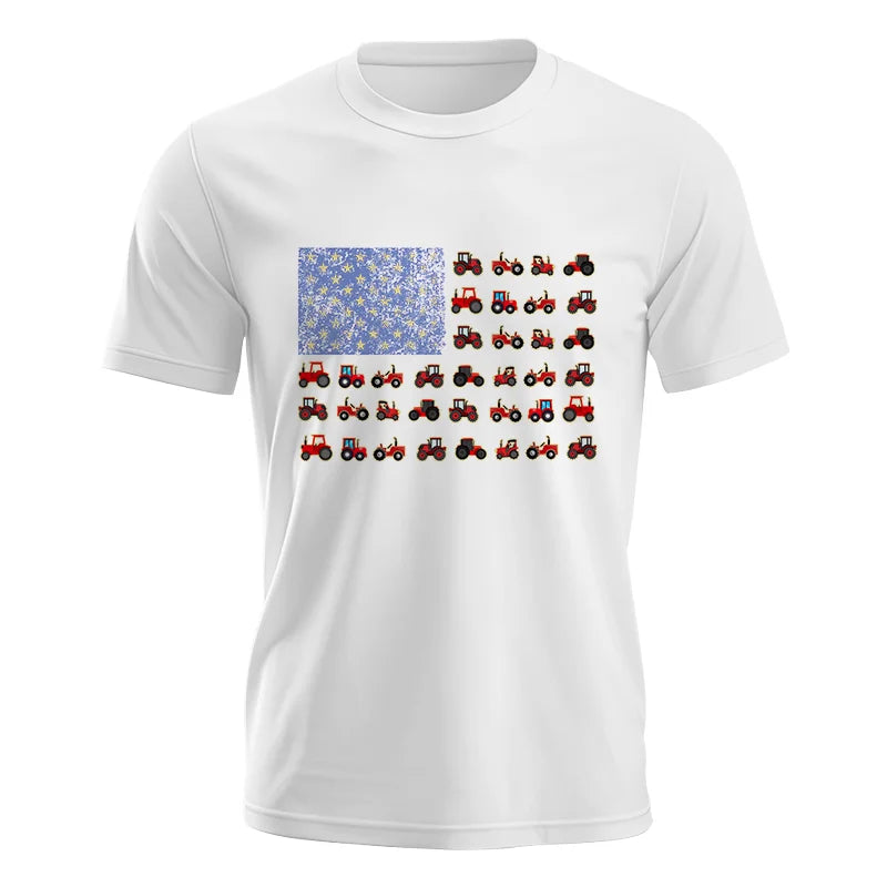 Farming Tractor Vintage Patriotic American Flag - Unisex Jersey Short Sleeve Tee