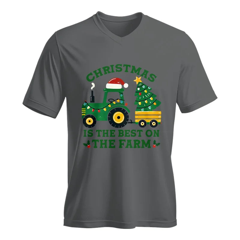 Christmas Is The Best On The Farm - Unisex Jersey Short Sleeve V-Neck Tee