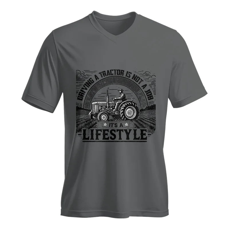 Driving A Tractor Not A Job A Lifestyle - Unisex Jersey Short Sleeve V-Neck Tee