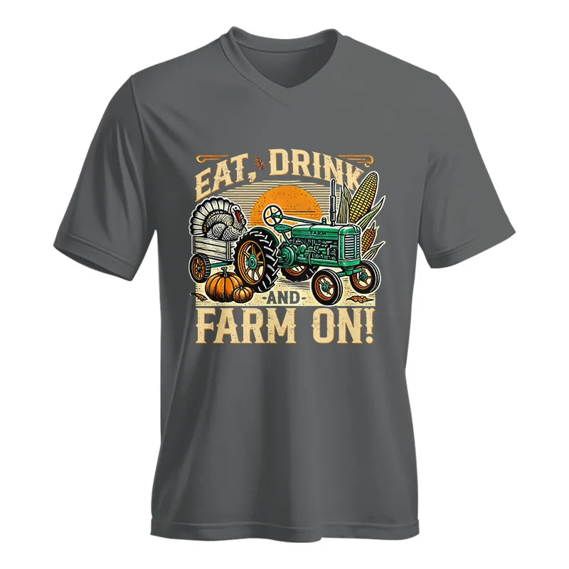 Eat Drink and Farm On - Unisex Jersey Short Sleeve V-Neck Tee