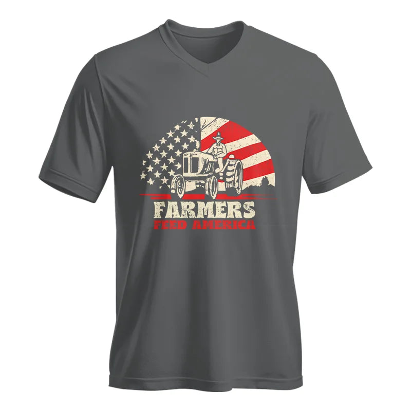 Image of Farmers Feed America Support Farmers - Unisex Jersey Short Sleeve V-Neck Tee