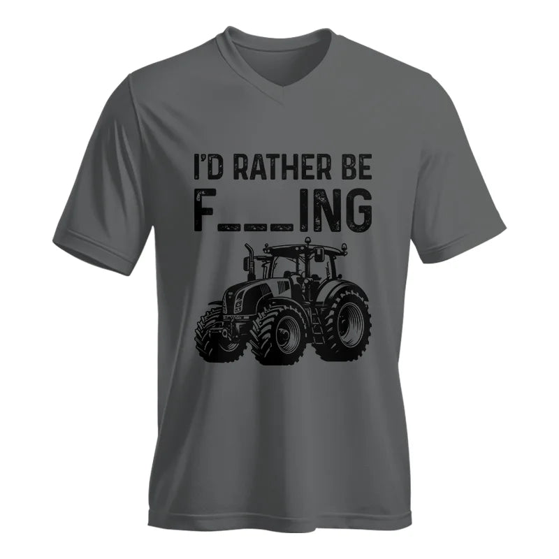 Funny I Would Rather Be Farming Tractor 1 - Unisex Jersey Short Sleeve V-Neck Tee