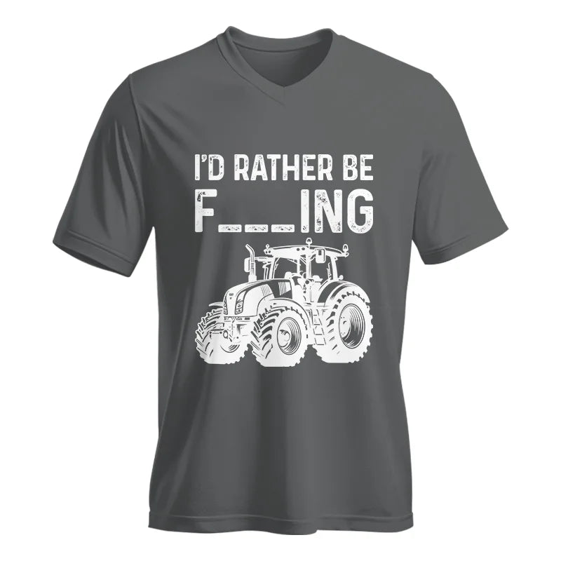 Funny I Would Rather Be Farming Tractor 2 - Unisex Jersey Short Sleeve V-Neck Tee