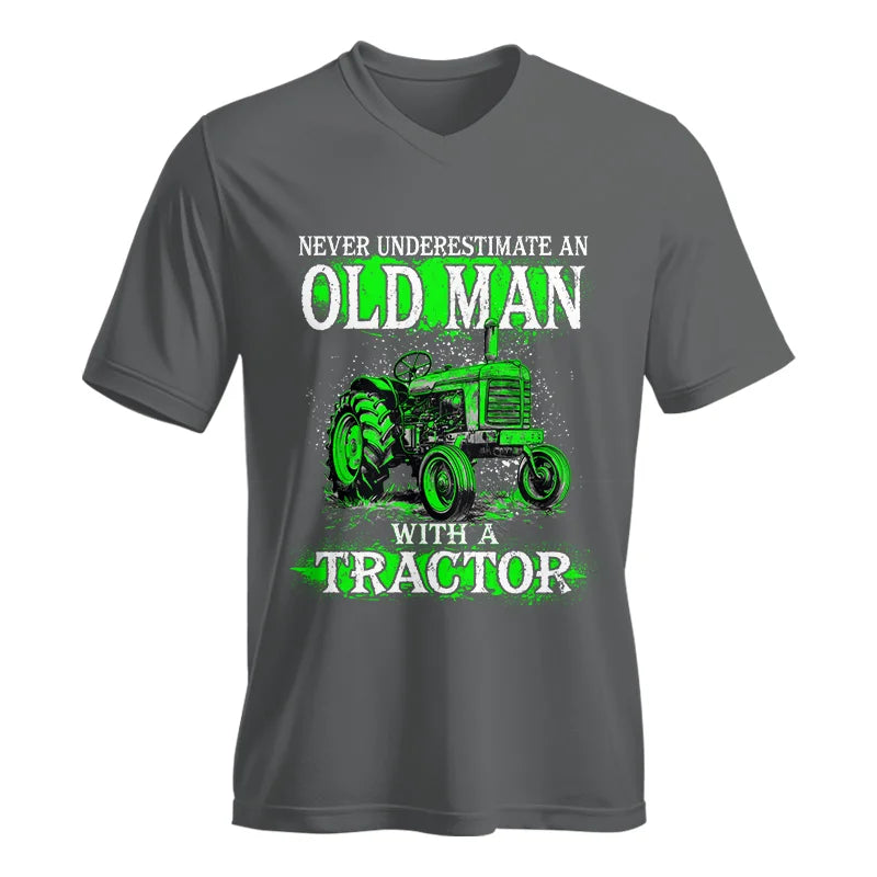 Funny Quote Never Underestimate Old Man Tractor - Unisex Jersey Short Sleeve V-Neck Tee