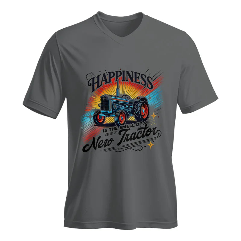 Image of Happiness Is The Smell Of A New Tractor - Unisex Jersey Short Sleeve V-Neck Tee