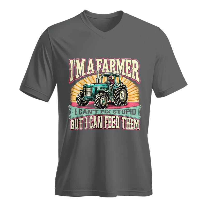 I'm A Farmer_Fix Stupid_Feed Them - Unisex Jersey Short Sleeve V-Neck Tee