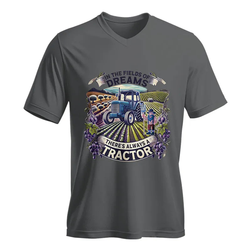 In The Fields Of Dreams There's Always A Tractor 1 - Unisex Jersey Short Sleeve V-Neck Tee