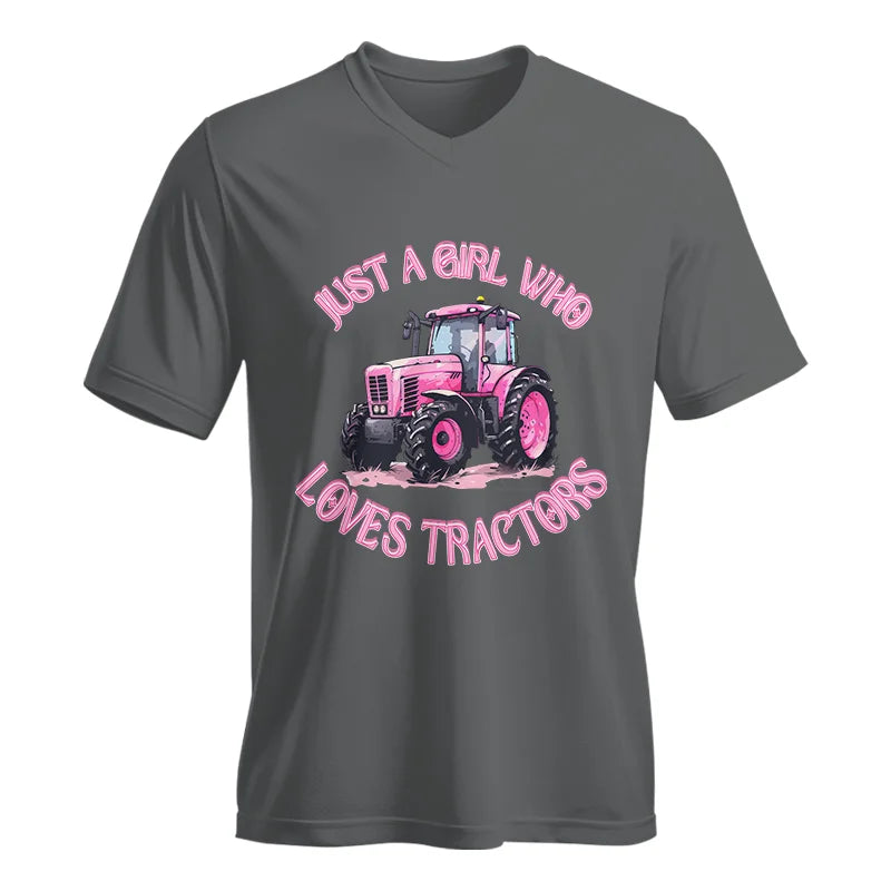 Image of Just A Girl Who Loves Tractors 1 - Unisex Jersey Short Sleeve V-Neck Tee