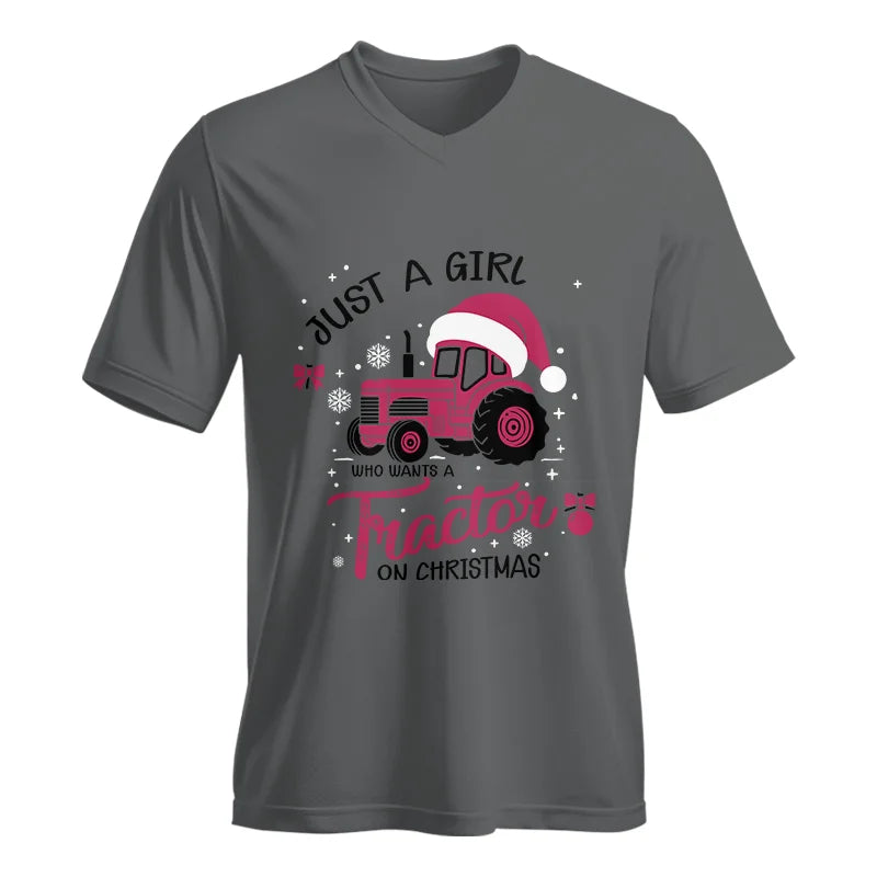 Just A Girl Who Want A Tractor On Christmas - Unisex Jersey Short Sleeve V-Neck Tee