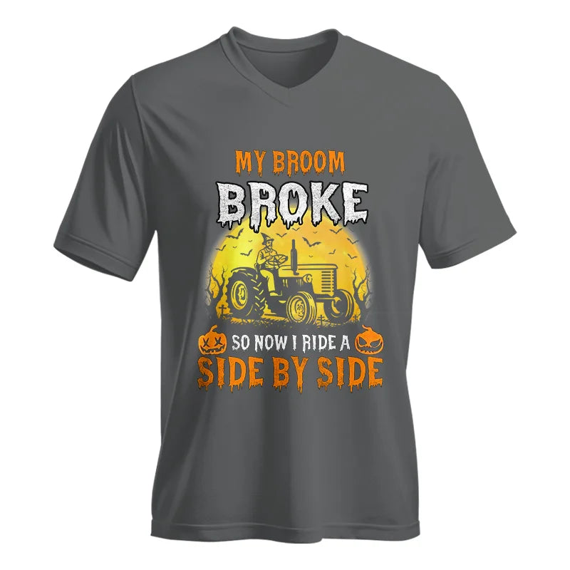 My Broom Broke_I Have A Tractor Halloween - Unisex Jersey Short Sleeve V-Neck Tee