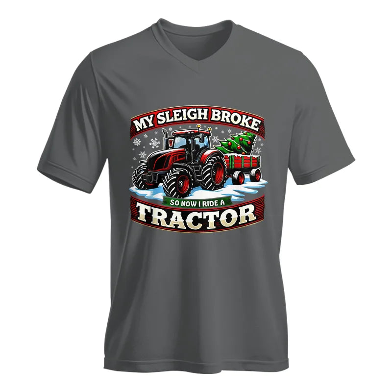 My Sleigh Broke So Now I Ride A Tractor - Unisex Jersey Short Sleeve V-Neck Tee