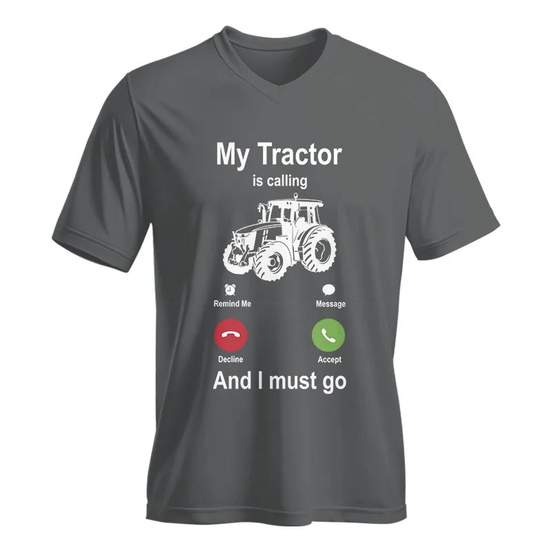 My Tractor Is Calling - Unisex Jersey Short Sleeve V-Neck Tee