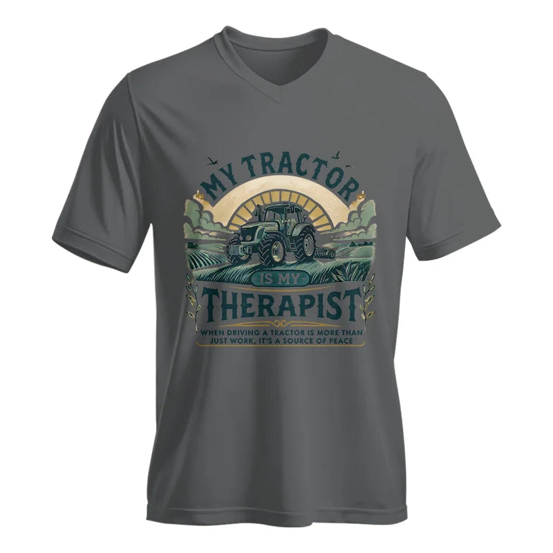 My Tractor Is My Therapist - Unisex Jersey Short Sleeve V-Neck Tee