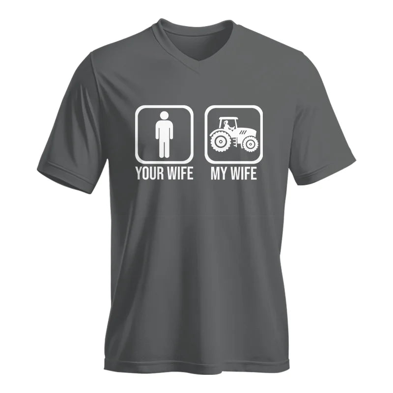 Image of My Wife Is Cooler Than Yours Funny Farm Tractor 1 - Unisex Jersey Short Sleeve V-Neck Tee