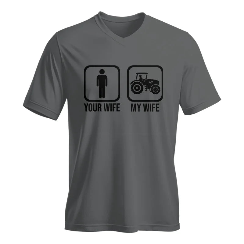 My Wife Is Cooler Than Yours Funny Farm Tractor 2 - Unisex Jersey Short Sleeve V-Neck Tee