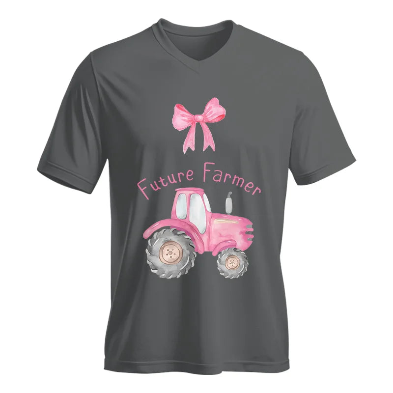 Pink Tractor For Future Farmer - Unisex Jersey Short Sleeve V-Neck Tee