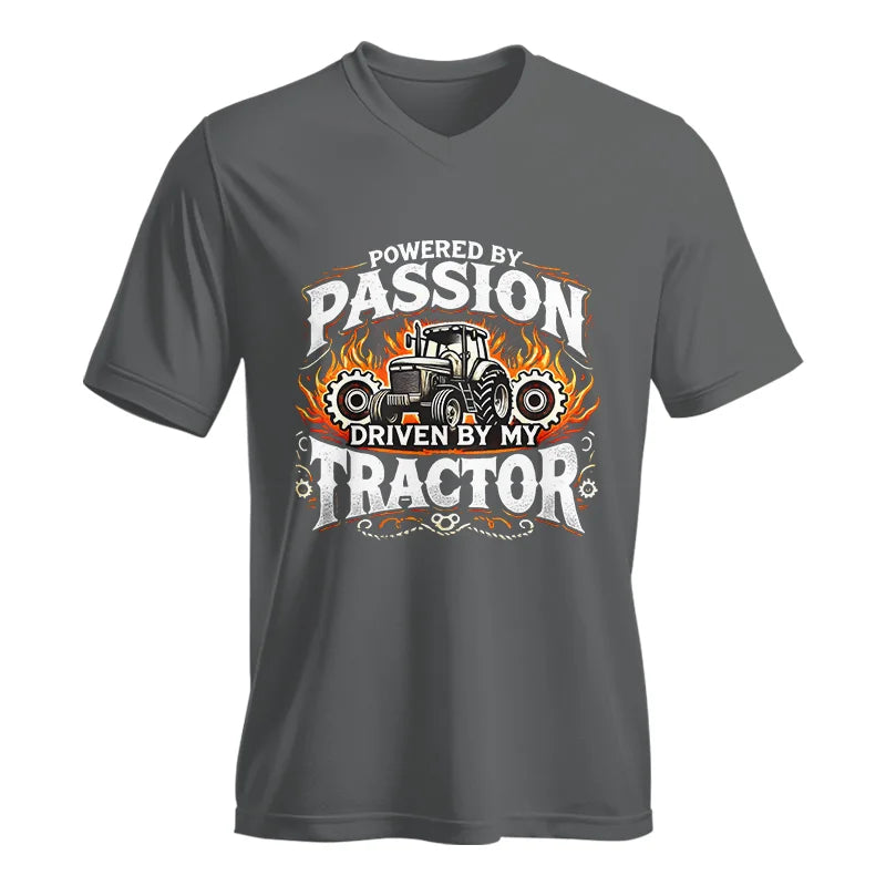 Image of Powered By Passion Driven By My Tractor 1 - Unisex Jersey Short Sleeve V-Neck Tee