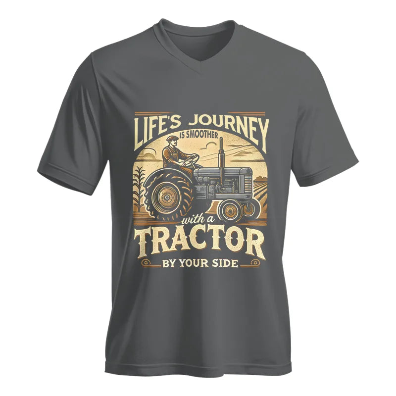 Image of Smoother With A Tractor By Your Side - Unisex Jersey Short Sleeve V-Neck Tee