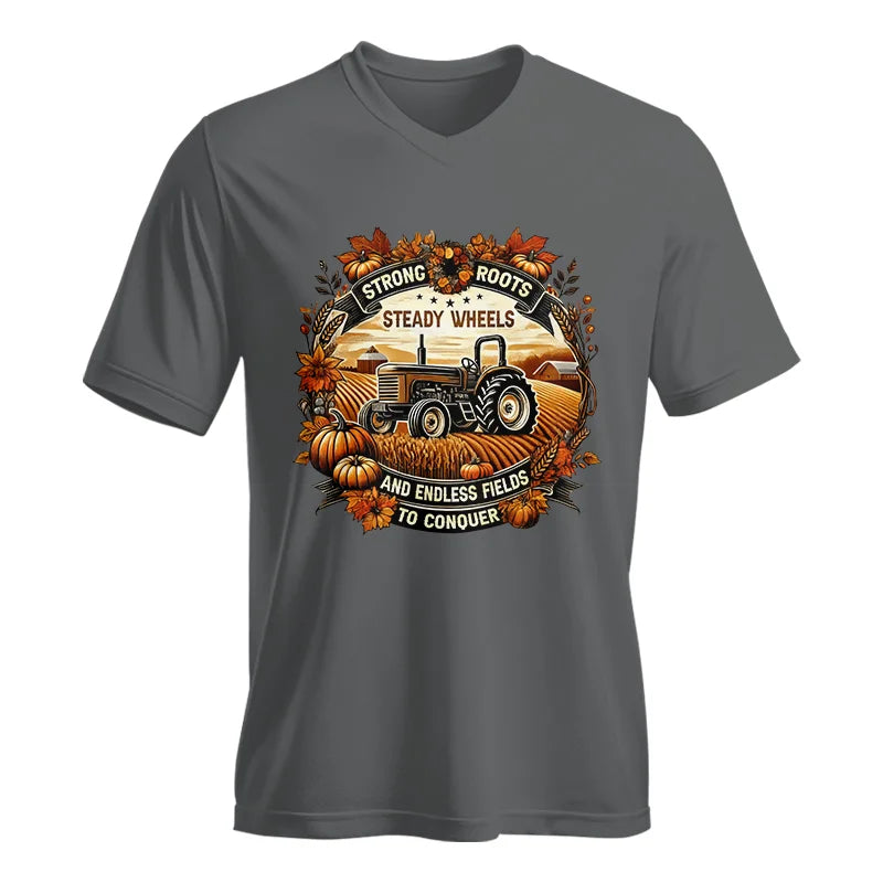 Thanksgiving Farmer Endless Fields To Conquer 1 - Unisex Jersey Short Sleeve V-Neck Tee