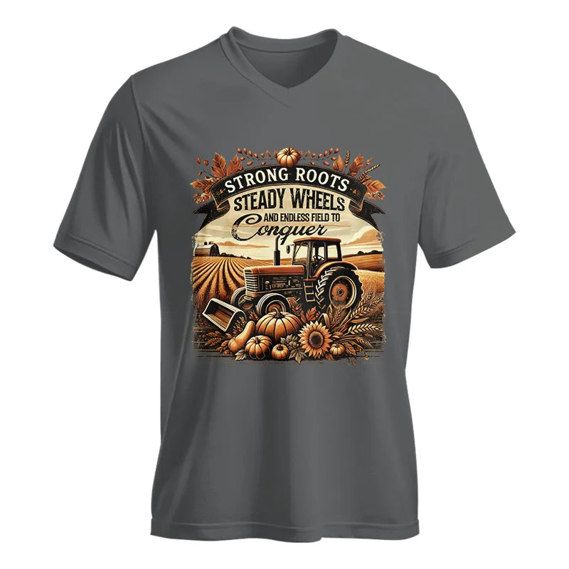 Thanksgiving Farmer Endless Fields To Conquer 2 - Unisex Jersey Short Sleeve V-Neck Tee