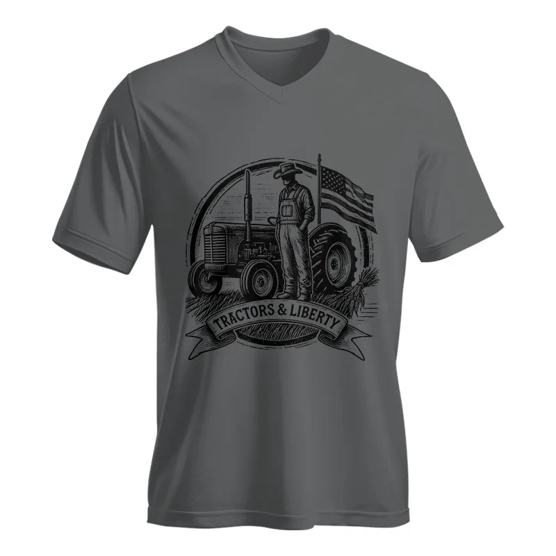 Tractors And Liberty - Unisex Jersey Short Sleeve V-Neck Tee