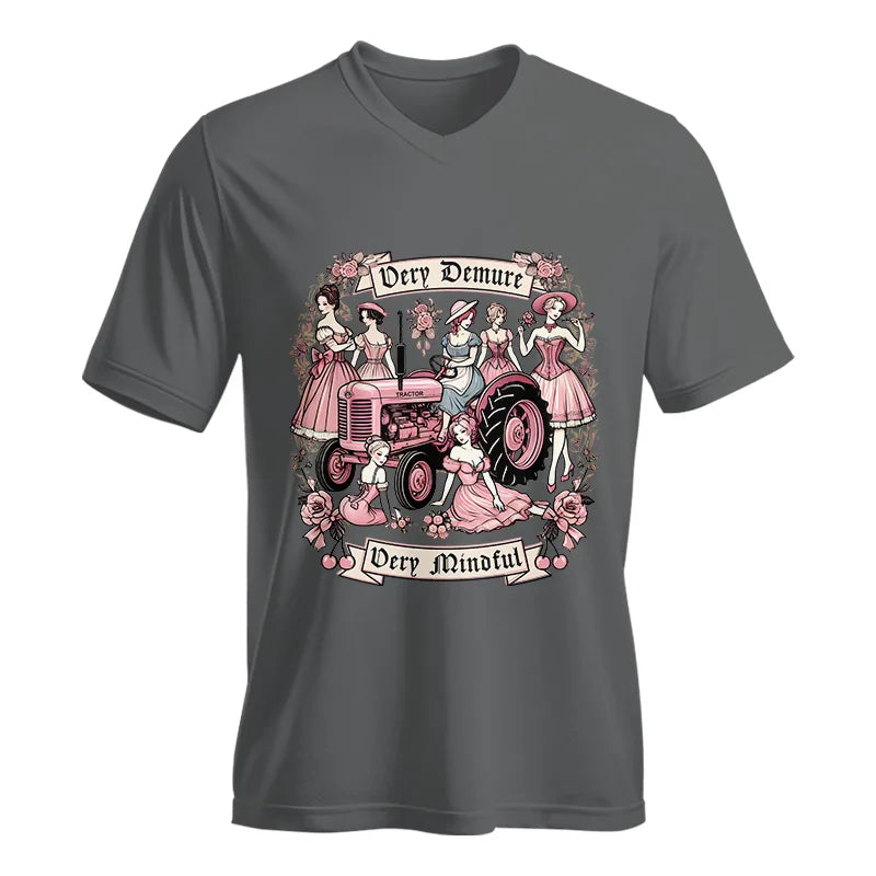 Very Demure Very Mindful Tractor - Unisex Jersey Short Sleeve V-Neck Tee