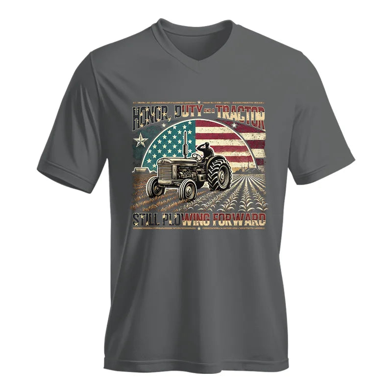 Veteran Farmer Honor Duty And A Tractor 1 - Unisex Jersey Short Sleeve V-Neck Tee