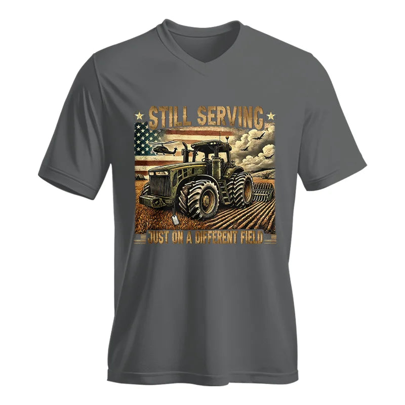 Image of Veteran Farmer Still Serving 6 - Unisex Jersey Short Sleeve V-Neck Tee