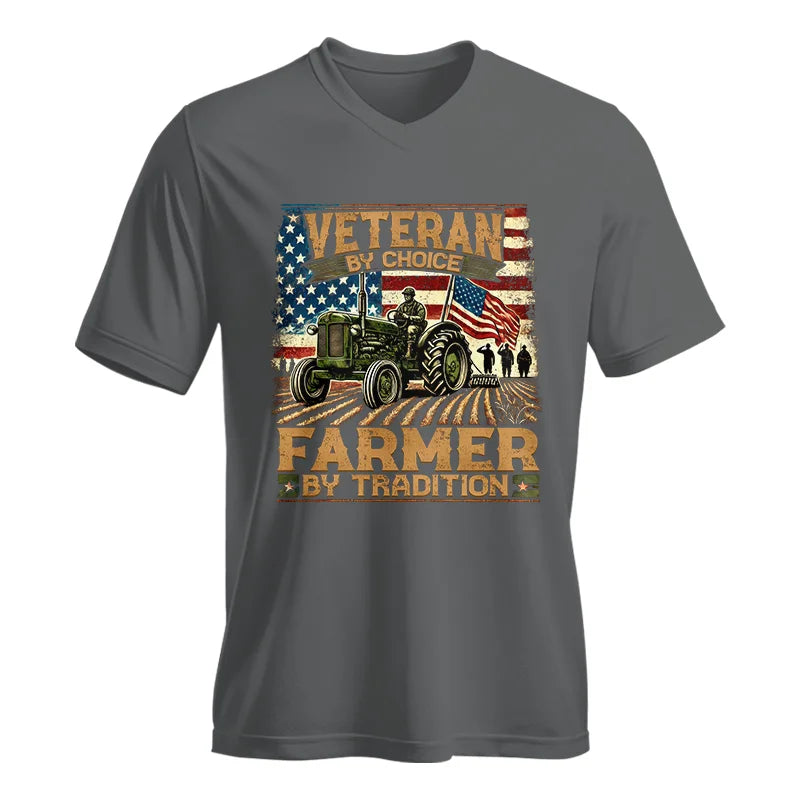 Image of Veteran Farmer Veteran By Choice_Farmer By Tradition - Unisex Jersey Short Sleeve V-Neck Tee