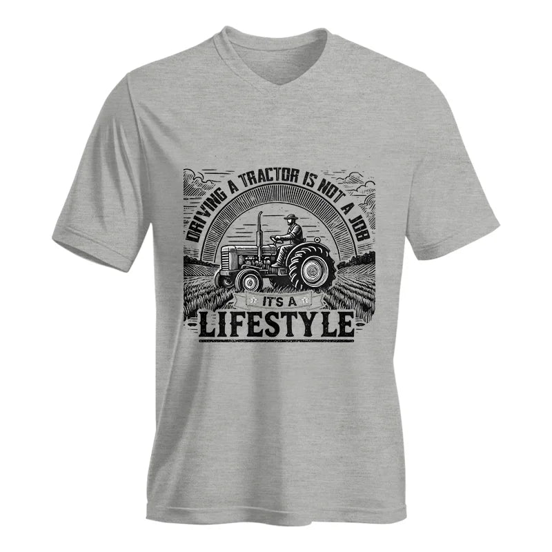 Driving A Tractor Not A Job A Lifestyle - Unisex Jersey Short Sleeve V-Neck Tee