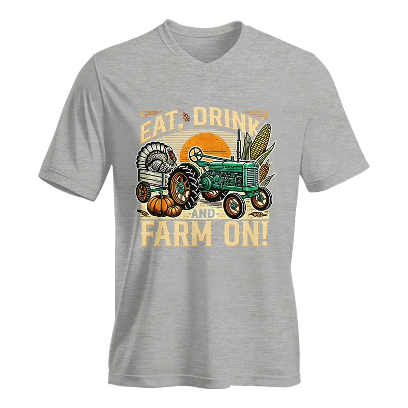 Eat Drink and Farm On - Unisex Jersey Short Sleeve V-Neck Tee