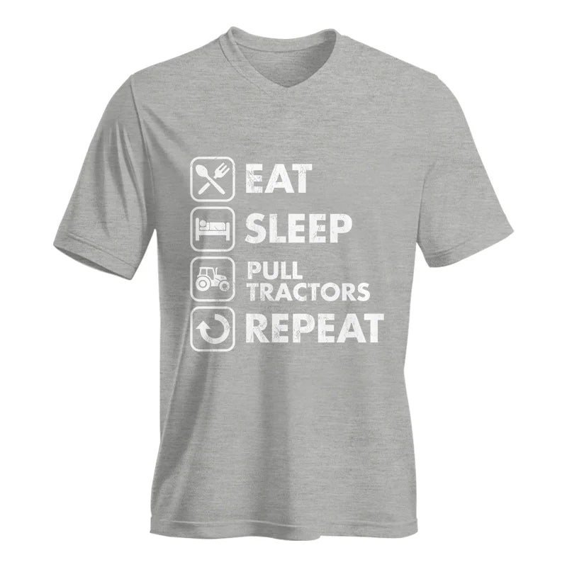 Eat Sleep Pull Tractors Repeat - Unisex Jersey Short Sleeve V-Neck Tee