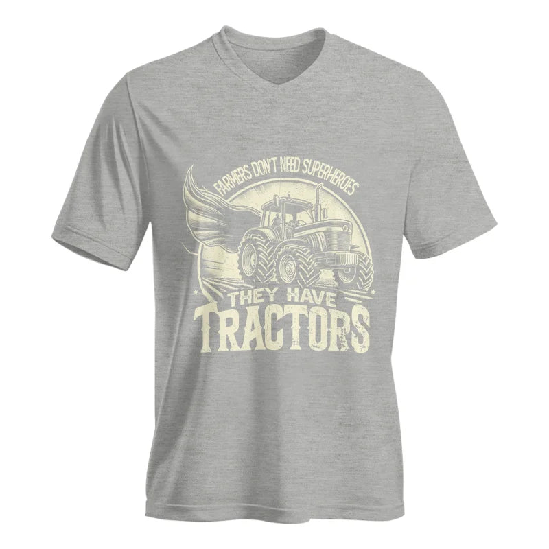 Image of Farmers Don’t Need Superheroes They Have Tractors - Unisex Jersey Short Sleeve V-Neck Tee