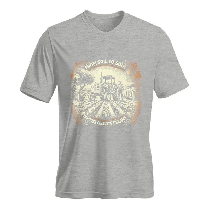 Image of From Soil To Soul_Tractors Cultivate Dreams 2 - Unisex Jersey Short Sleeve V-Neck Tee