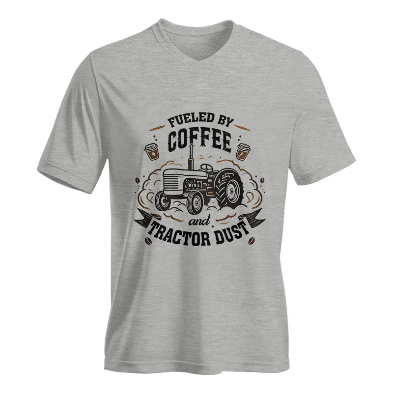 Fueled By Coffee And Tractor Dust - Unisex Jersey Short Sleeve V-Neck Tee