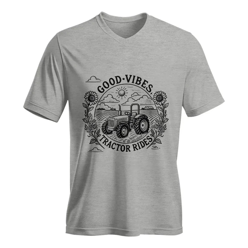 Good Vibes Tractor Rides - Unisex Jersey Short Sleeve V-Neck Tee