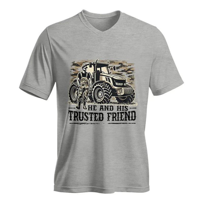 He and His Trusted Friend - Unisex Jersey Short Sleeve V-Neck Tee