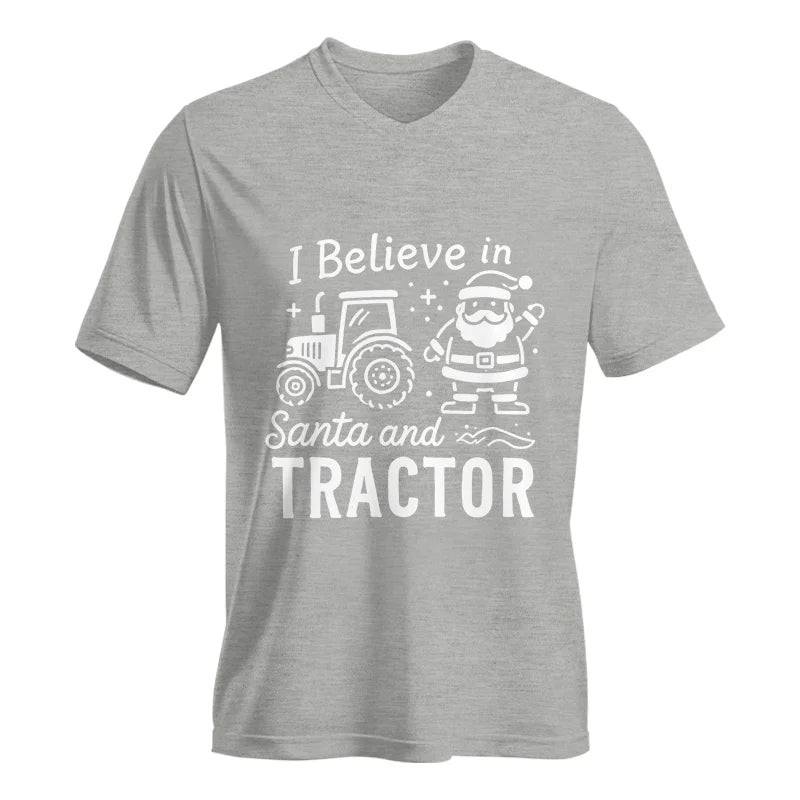 Image of I Believe In Santa And Tractor - Unisex Jersey Short Sleeve V-Neck Tee