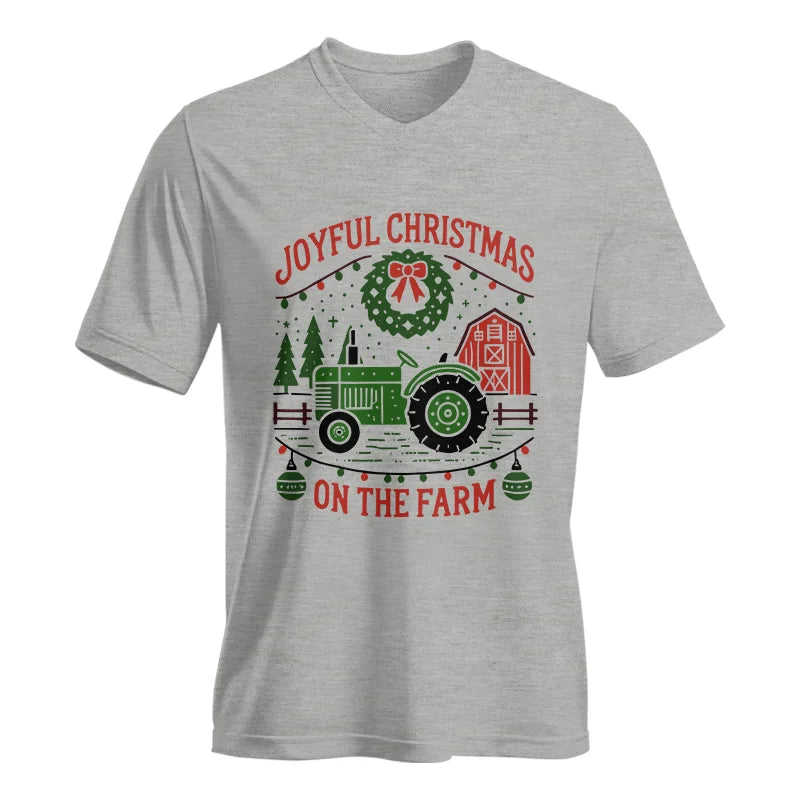 Image of Joyful Christmas On The Farm 3 - Unisex Jersey Short Sleeve V-Neck Tee