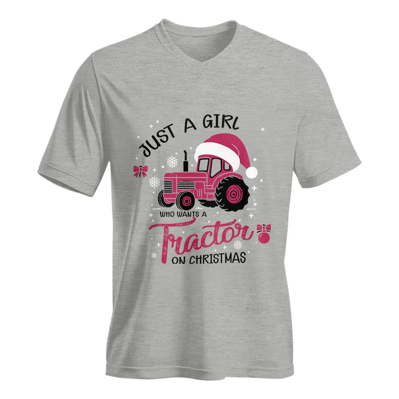 Just A Girl Who Want A Tractor On Christmas - Unisex Jersey Short Sleeve V-Neck Tee