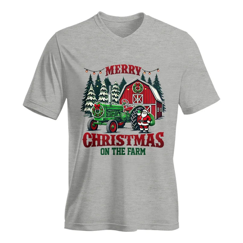 Image of Merry Christmas On The Farm 3 - Unisex Jersey Short Sleeve V-Neck Tee