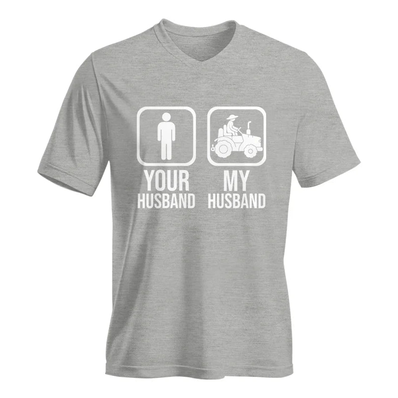 Image of My Husband Is Cooler Than Yours Funny Farm Tractor 1 - Unisex Jersey Short Sleeve V-Neck Tee